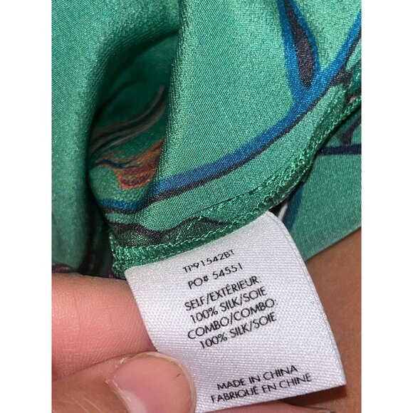 Derek Lam 10 Crosby Emerald Green Floral Button Down Silk Dress  Size 0 Womens - Picture 10 of 11